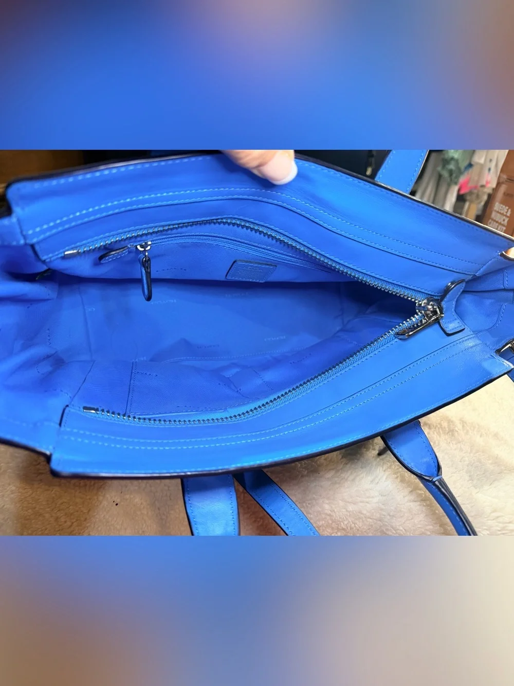 25. NEW Coach Lapis Blue Pebbled Leather Mini Satchel with Silver Hardware